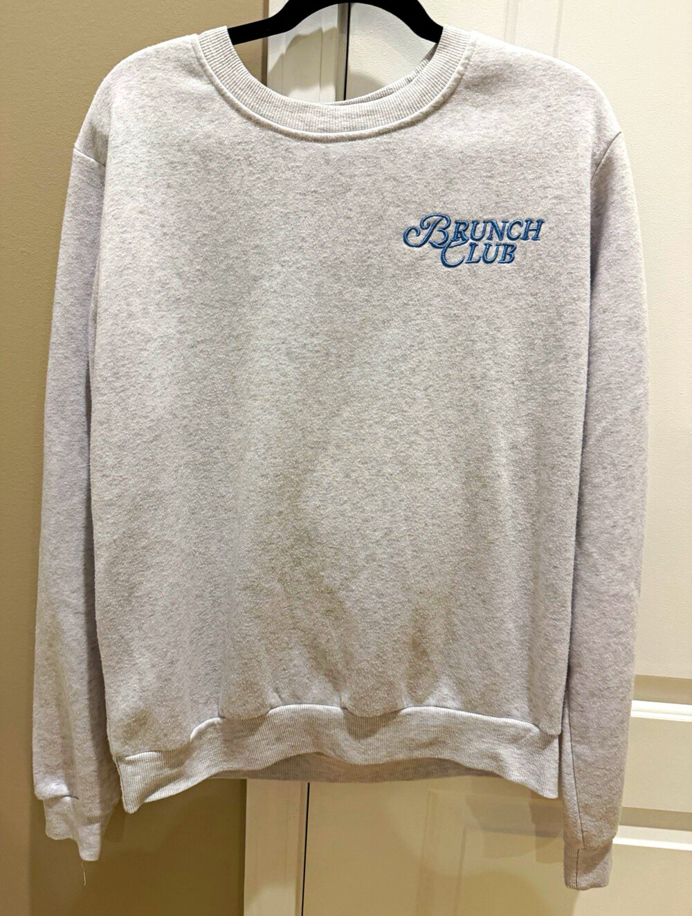 Sunday Retreat Women’s Gray Brunch Club Crewneck Embroidered Sweatshirt M